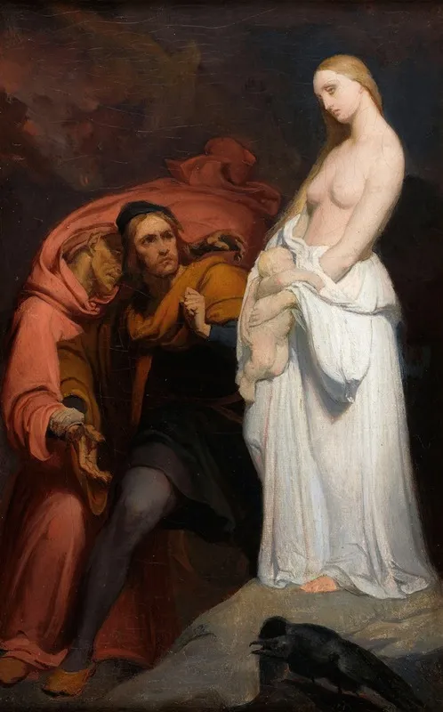 Marguerite Holding Her Dead Child by Ary Scheffer - Canvas Print