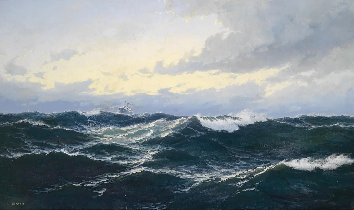 Marinestuck Mit Dampfer by Max Jensen - Canvas Print
