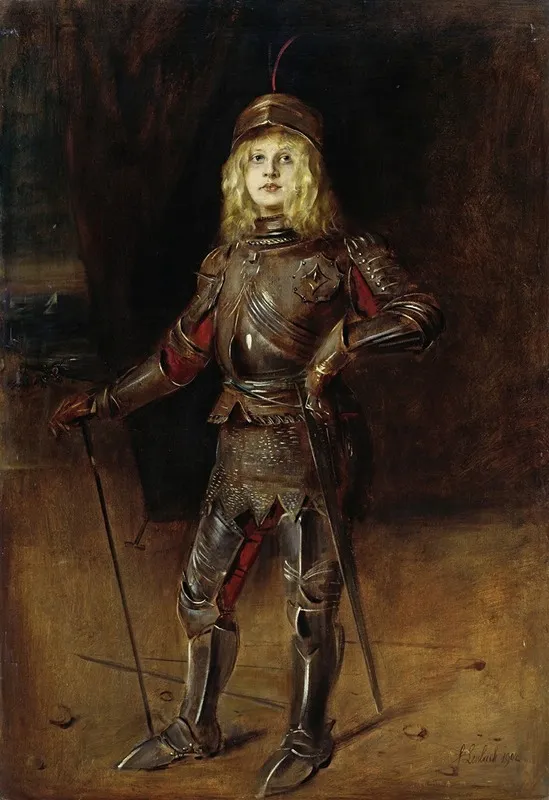 Marion Lenbach In Knights Armor by Franz von Lenbach - Canvas Print