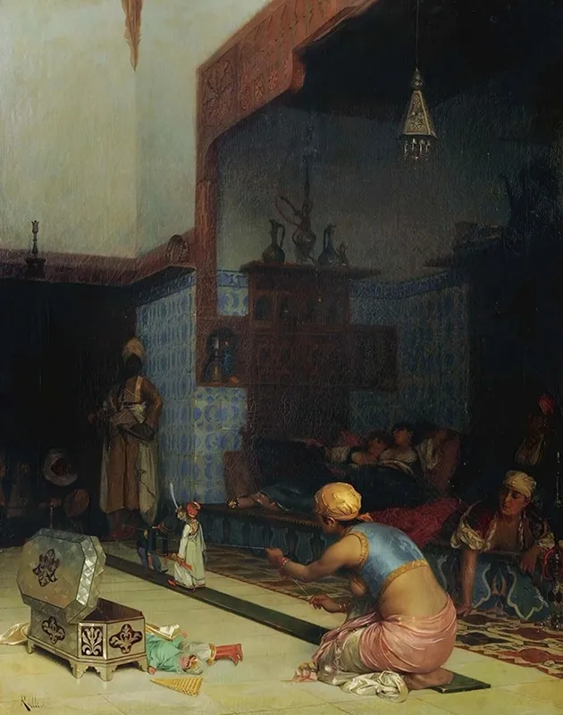 Marionettes In The Harem by Theodoros Ralli - Canvas Print