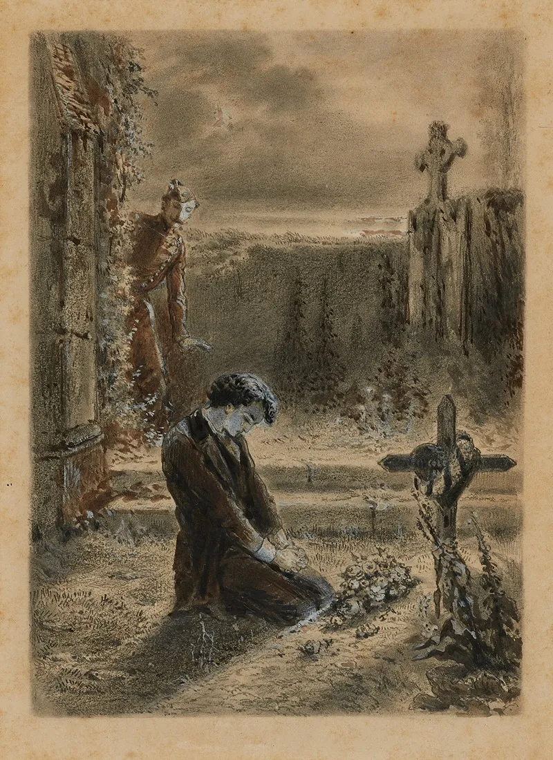 Marius Au Cimetiere Quelque Cotillon by Alphonse Marie de Neuville - Canvas Print