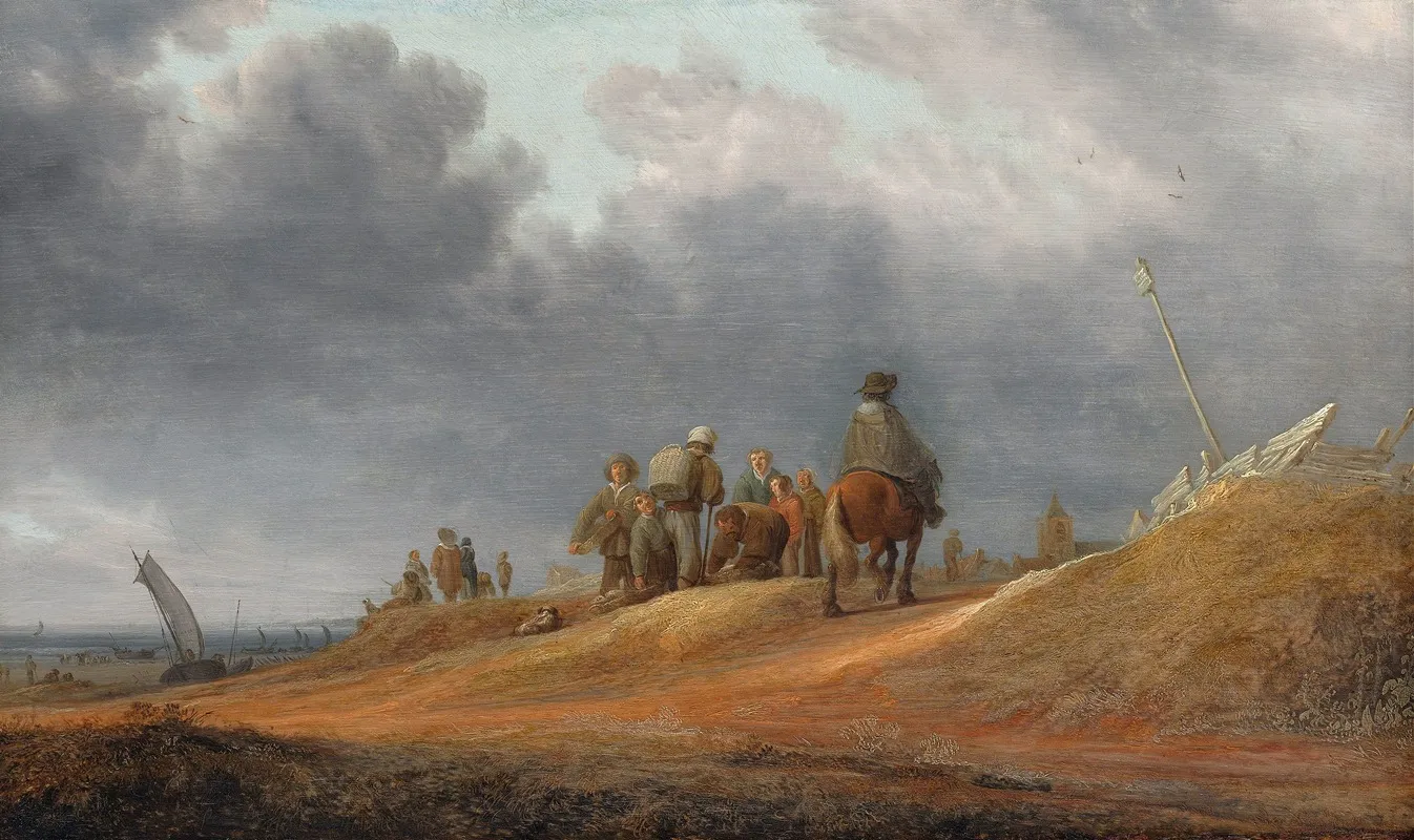 Market By The Seashore by Jacob Salomonsz. van Ruysdael - Canvas Print