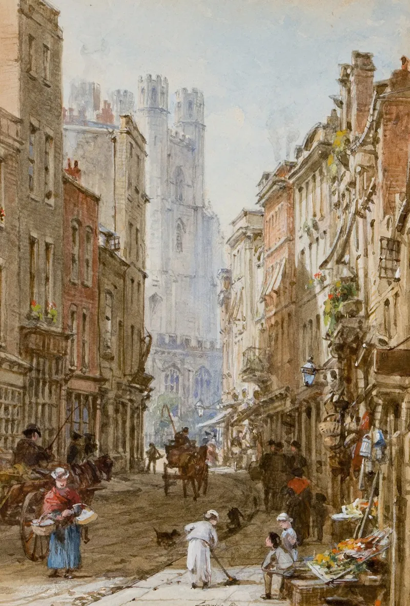 Market Street Cambridge by Louise Rayner - Canvas Print