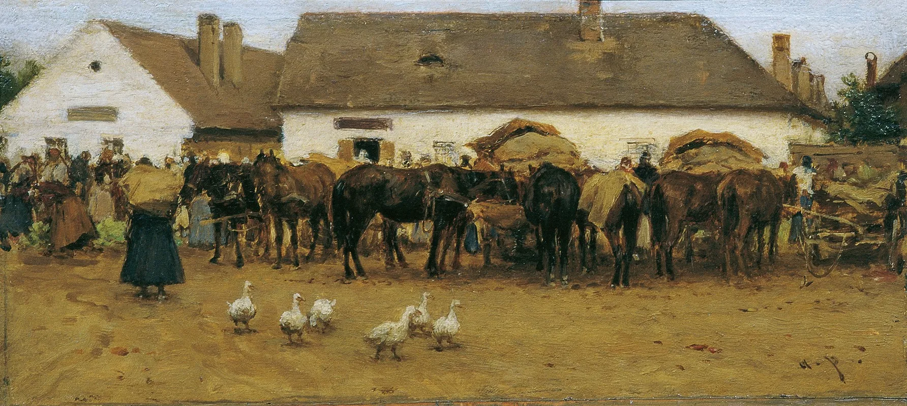 Markt In Szolnok by August von Pettenkofen - Canvas Print