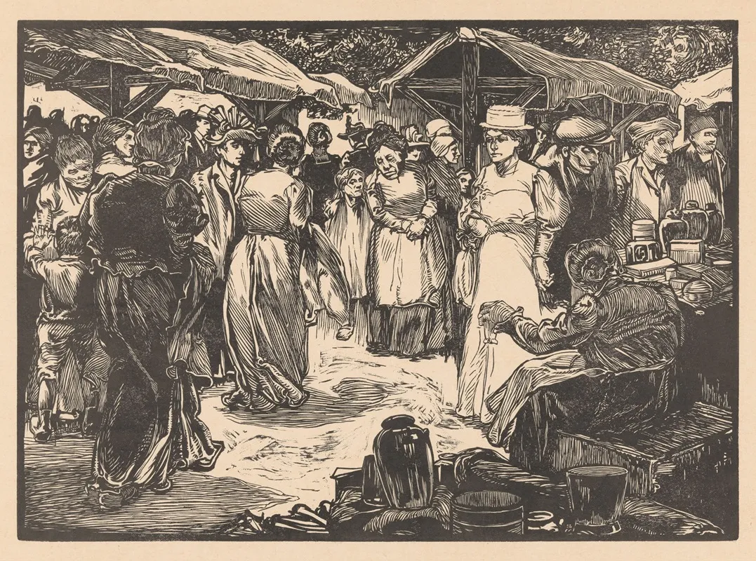Marktscene Met Mannen En Vrouwen 3 by Johannes Josephus Aarts - Canvas Print