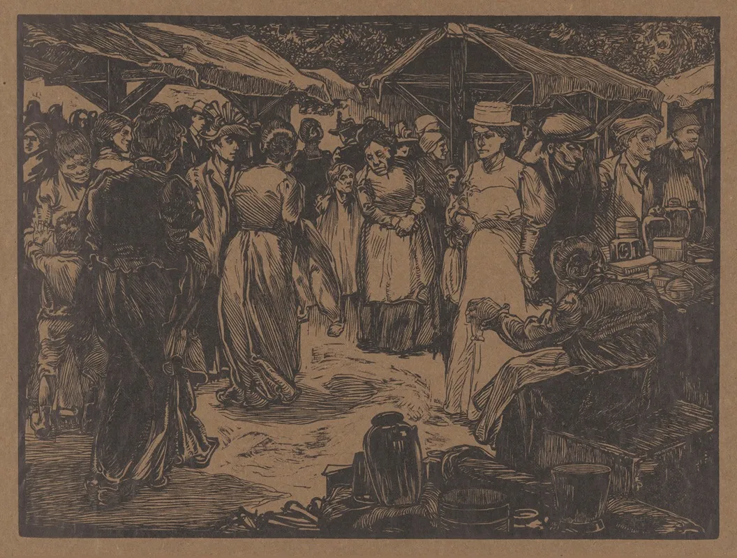 Marktscene Met Mannen En Vrouwen