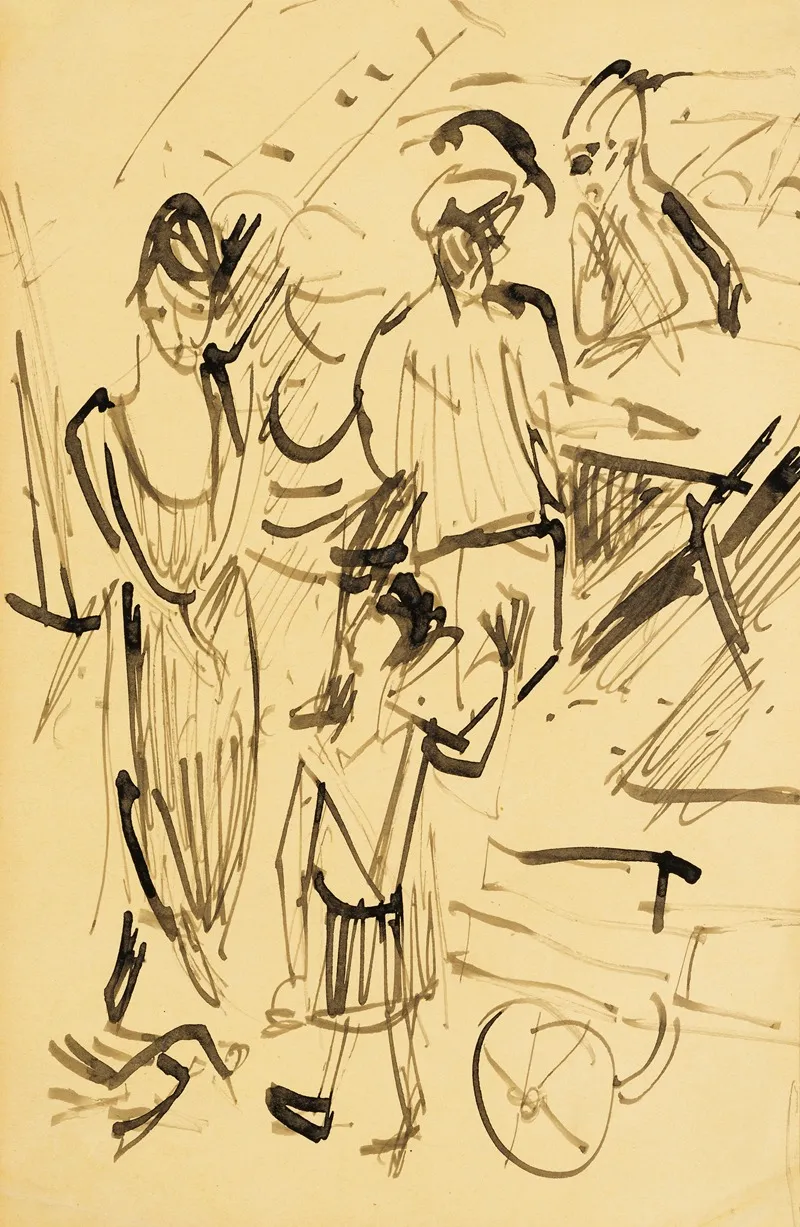 Marktstand Milchabrechnung Auf Der Stafelalp by Ernst Ludwig Kirchner - Canvas Print