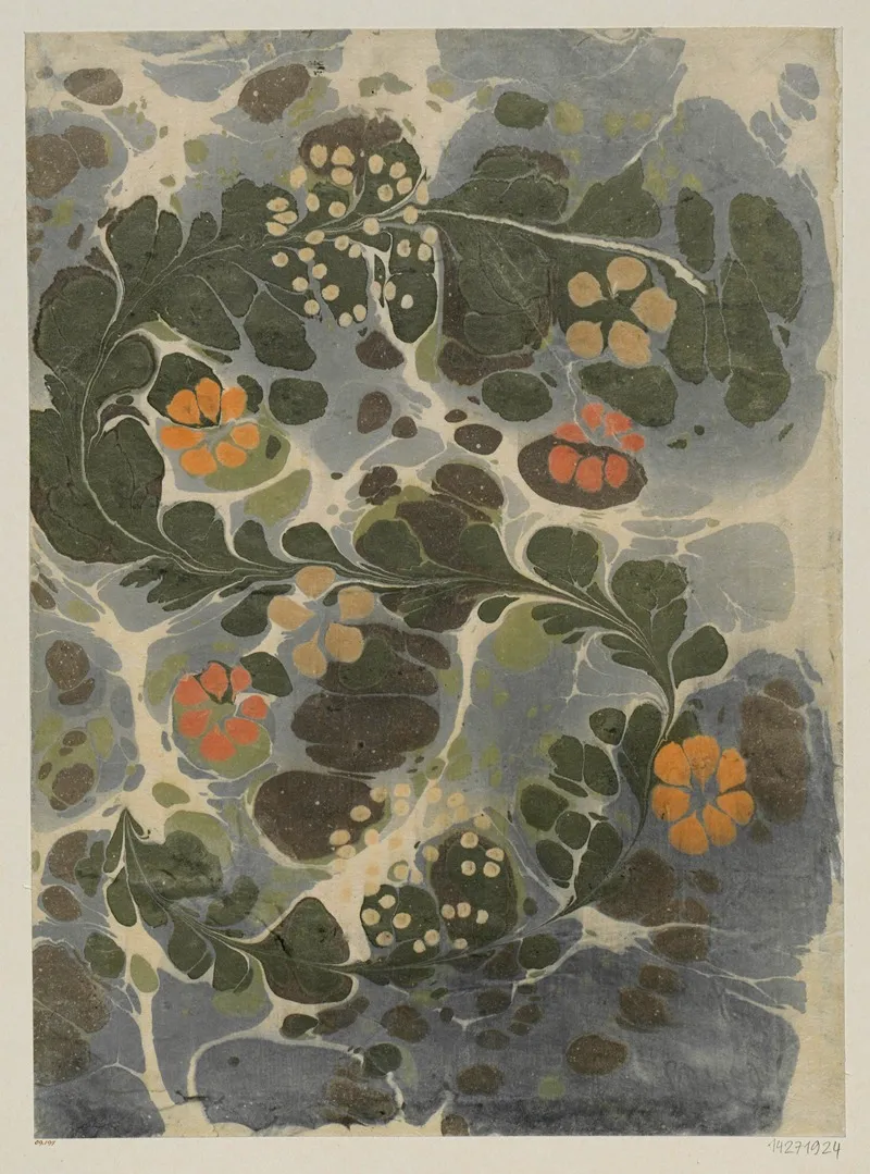 Marmorpapier Mit Bluten