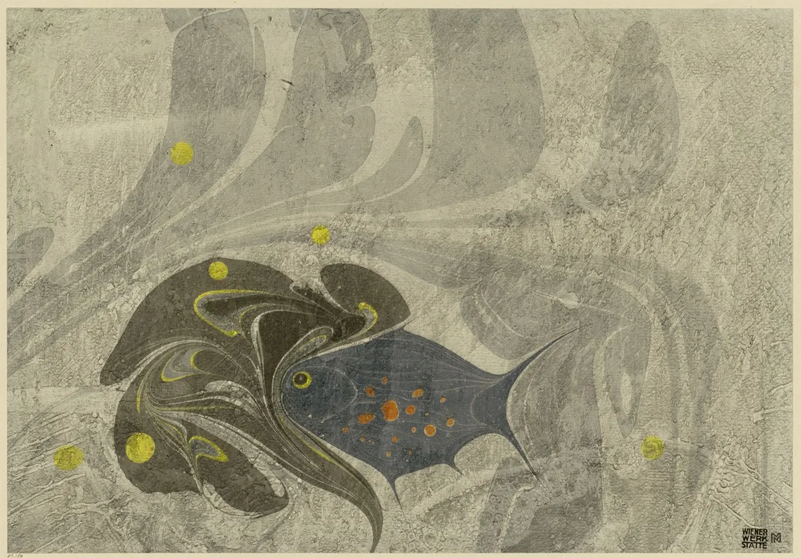 Marmorpapier Mit Fischmotiv