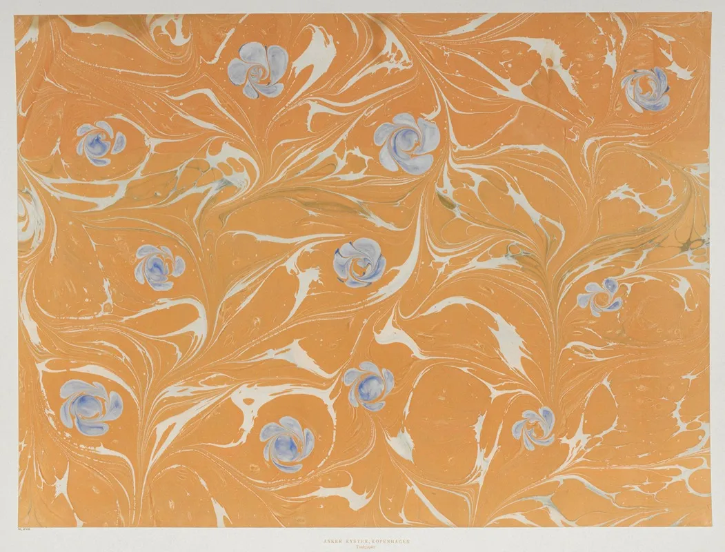 Marmorpapier Mit Kleinen Bluten by Anker Kyster - Canvas Print