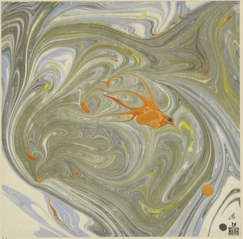 Marmorpapier Mit Vogelmotiv