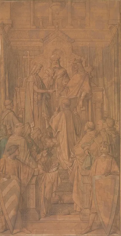 Marriage Of Raymond De Pierrepont With Walburgis Margravine Of Antwerp In 1224 by Godfried Guffens - Canvas Print