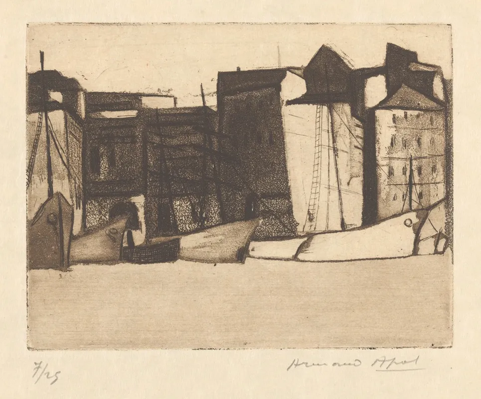 Marseille Bateaux A Quai by Armand Apol - Canvas Print