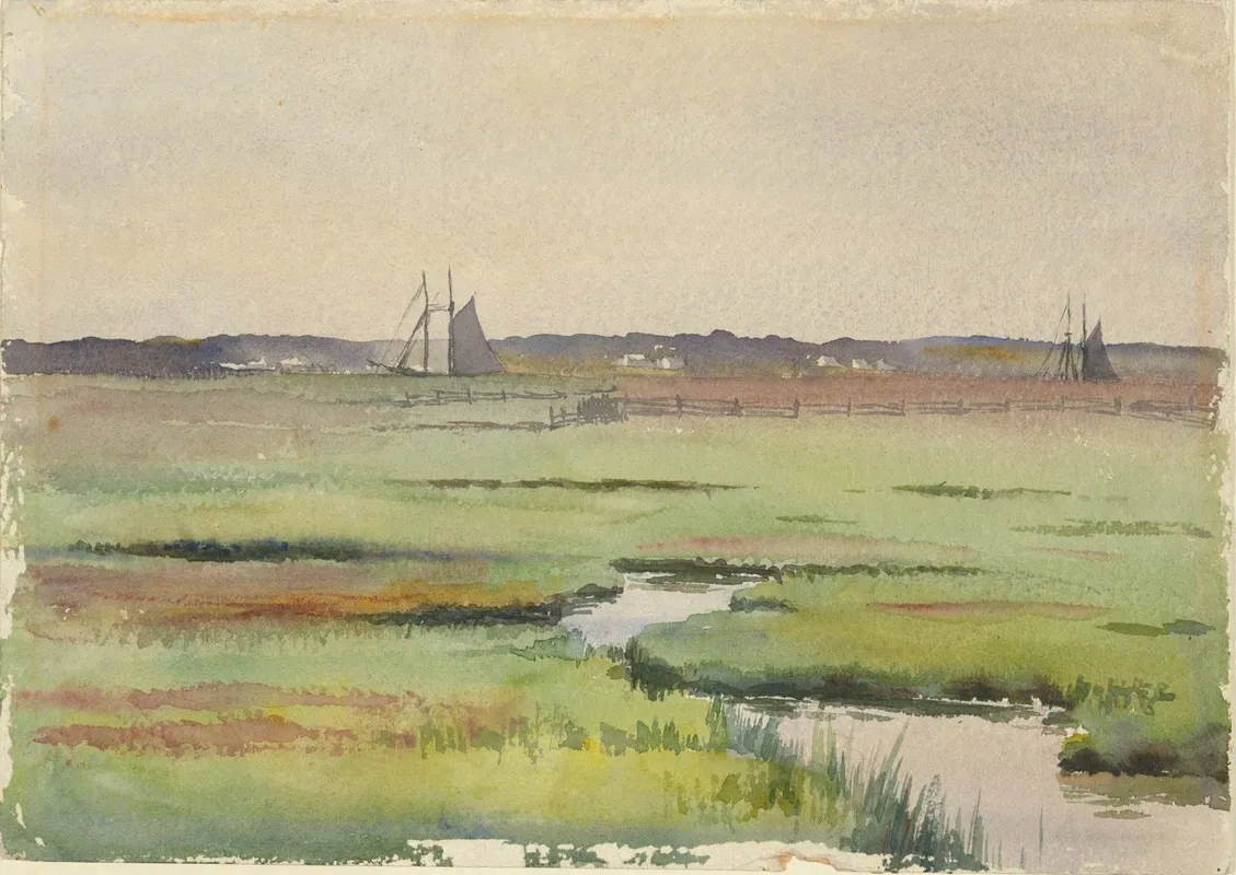 Marsh Landscape With Boats
