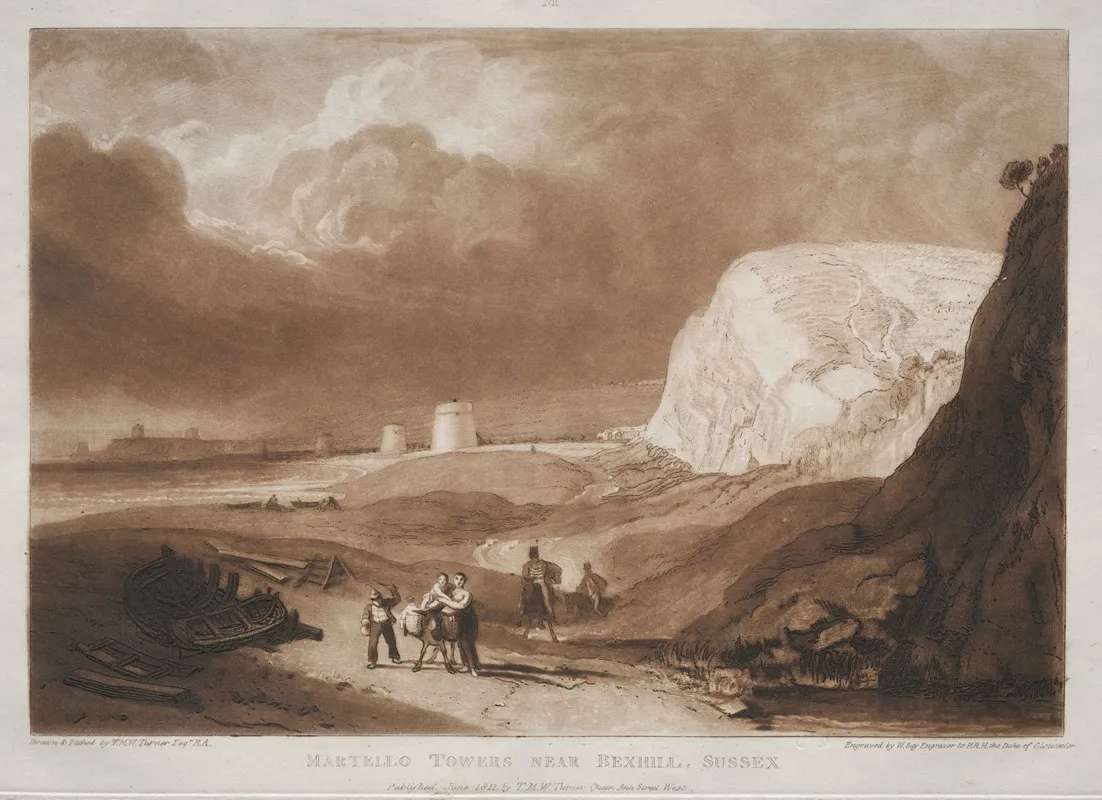 Martello Towers Near Bexhill Sussex by Joseph Mallord William Turner - Canvas Print