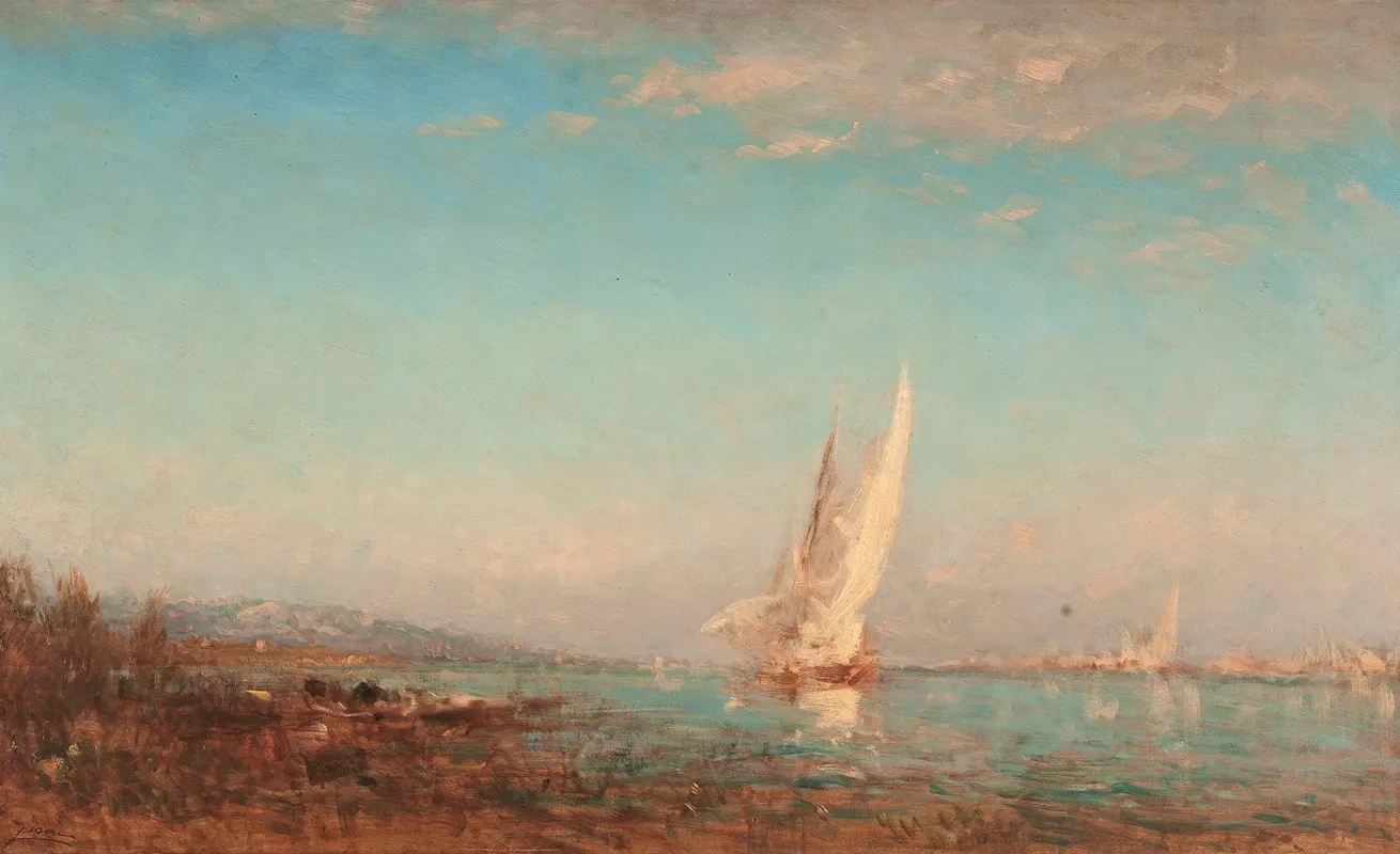 Martigues La Voile Blanche by Félix Ziem - Canvas Print