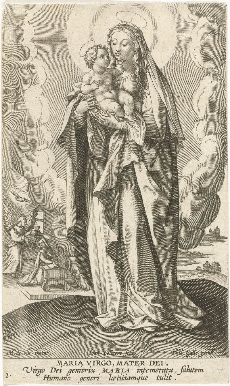 Mary With Child 4 by Jan Collaert II - Canvas Print