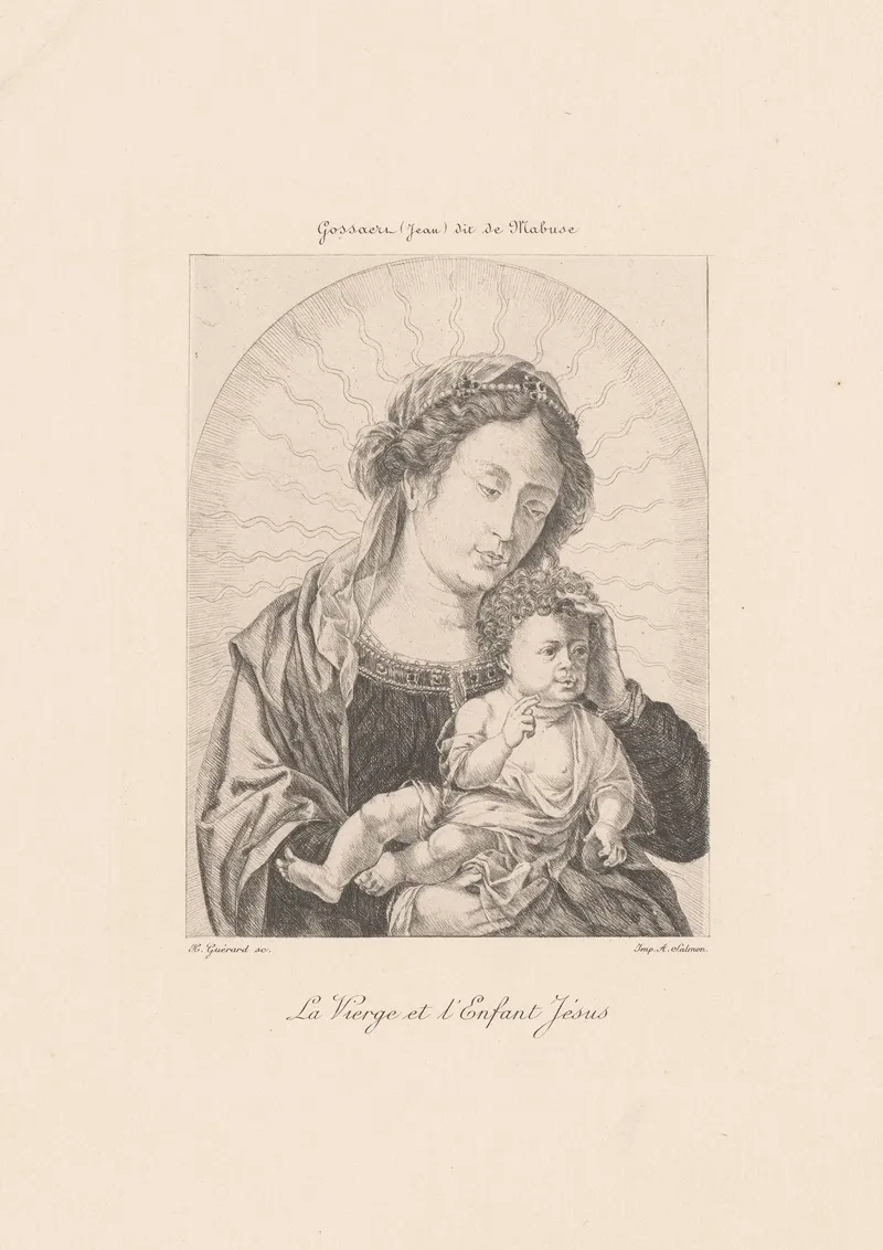 Mary With Child by Henri-Charles Guérard - Canvas Print