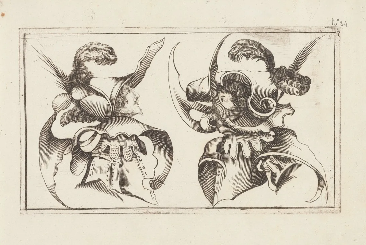 Masks And Hats Pl 03 by Agostino Mitelli - Canvas Print
