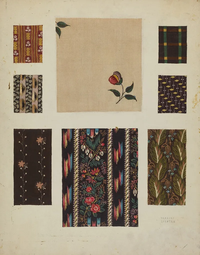 Materials From Patchwork Bedspread 6 by Frances Lichten - Canvas Print