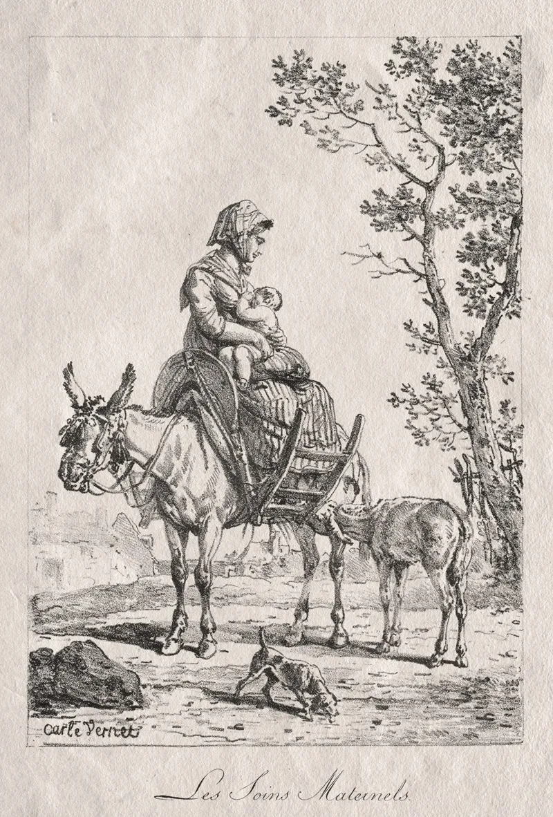 Maternal Care by Carle Vernet - Canvas Print