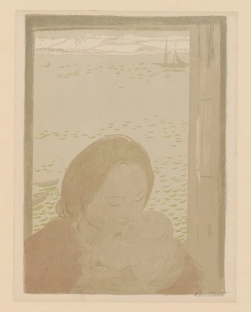 Maternite Devant La Mer by Maurice Denis - Canvas Print