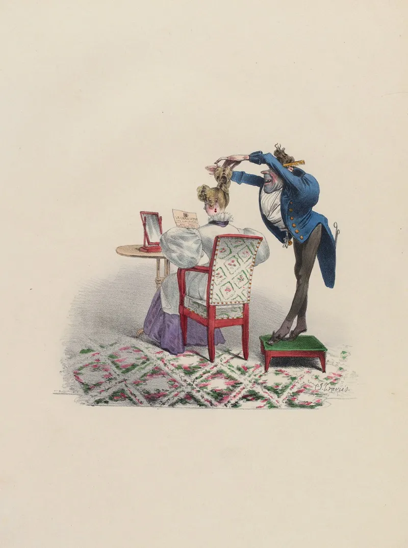 Mayeux Coiffeur by Charles-Joseph Traviès de Villers - Canvas Print