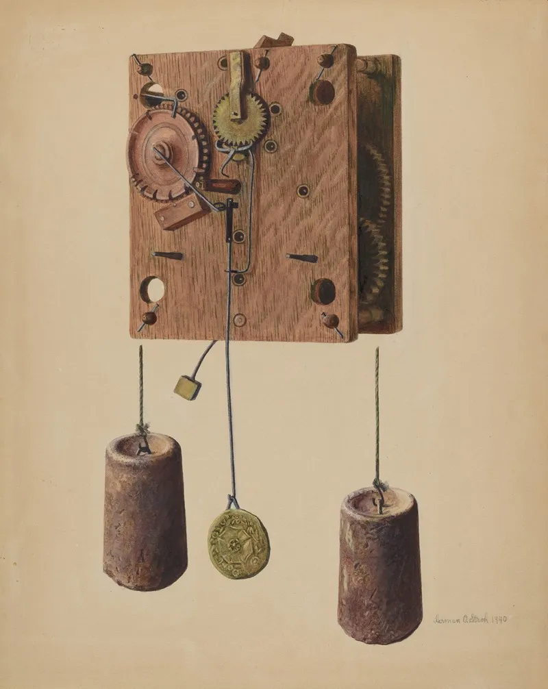 Mechanism Of Eli Terry Clock by Herman O. Stroh - Canvas Print