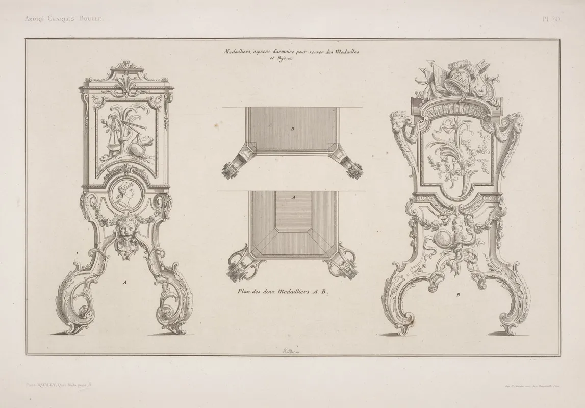 Medailliers Especes Darmoire Pour Serrer Des Medailles Et Bijoux by André-Charles Boulle - Canvas Print