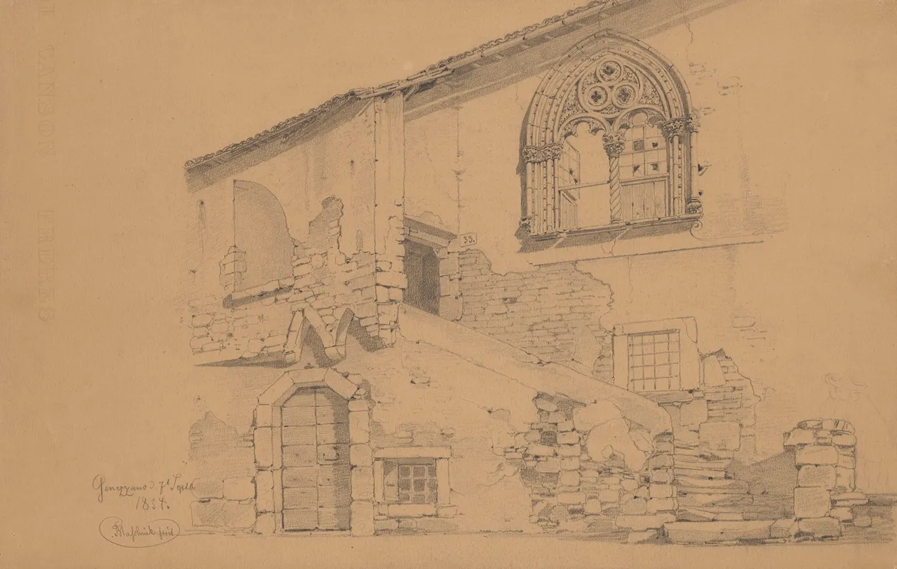 Medieval Building In Genazzano With A Window Decorated With Tracery