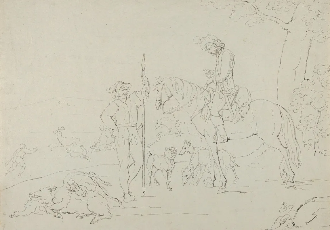 Medieval Hunting Scene by Franz Pforr - Canvas Print