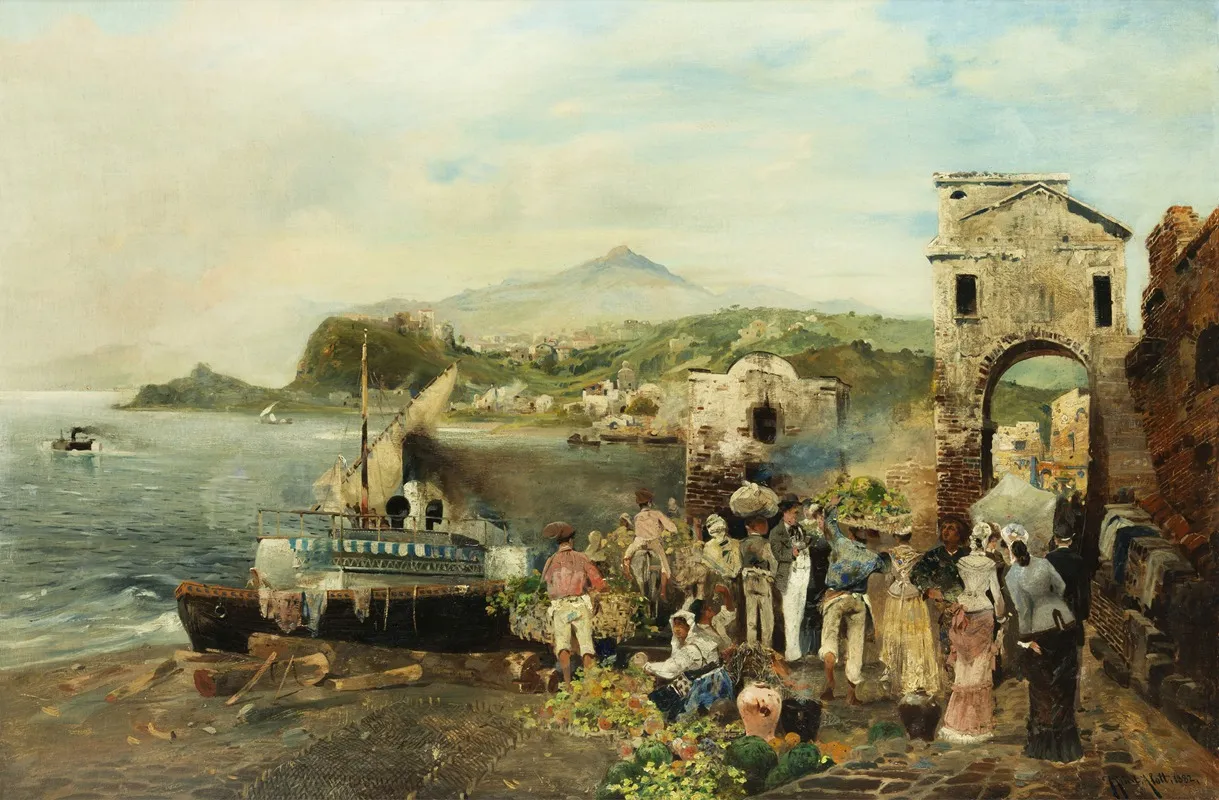 Mediterrane Uferlandschaft by Robert Alott - Canvas Print