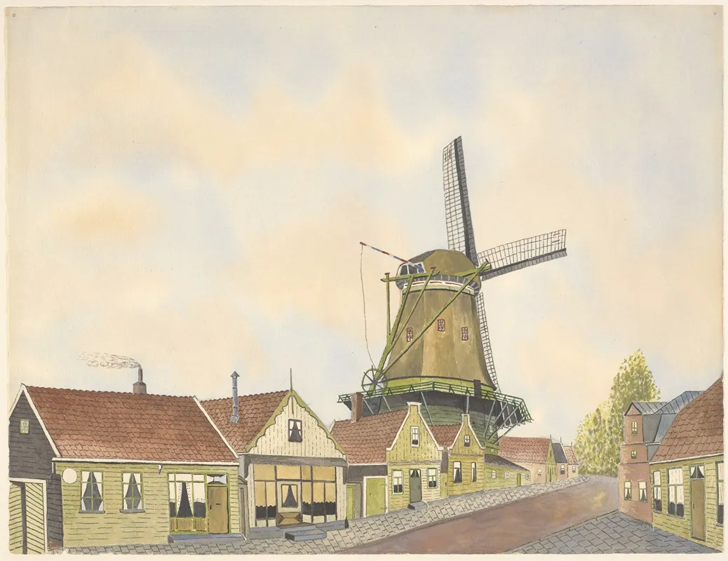 Meelmolen De Dood En Houten Huizen Aan De Lagedijk by Johannes Nicolaas Eijman - Canvas Print