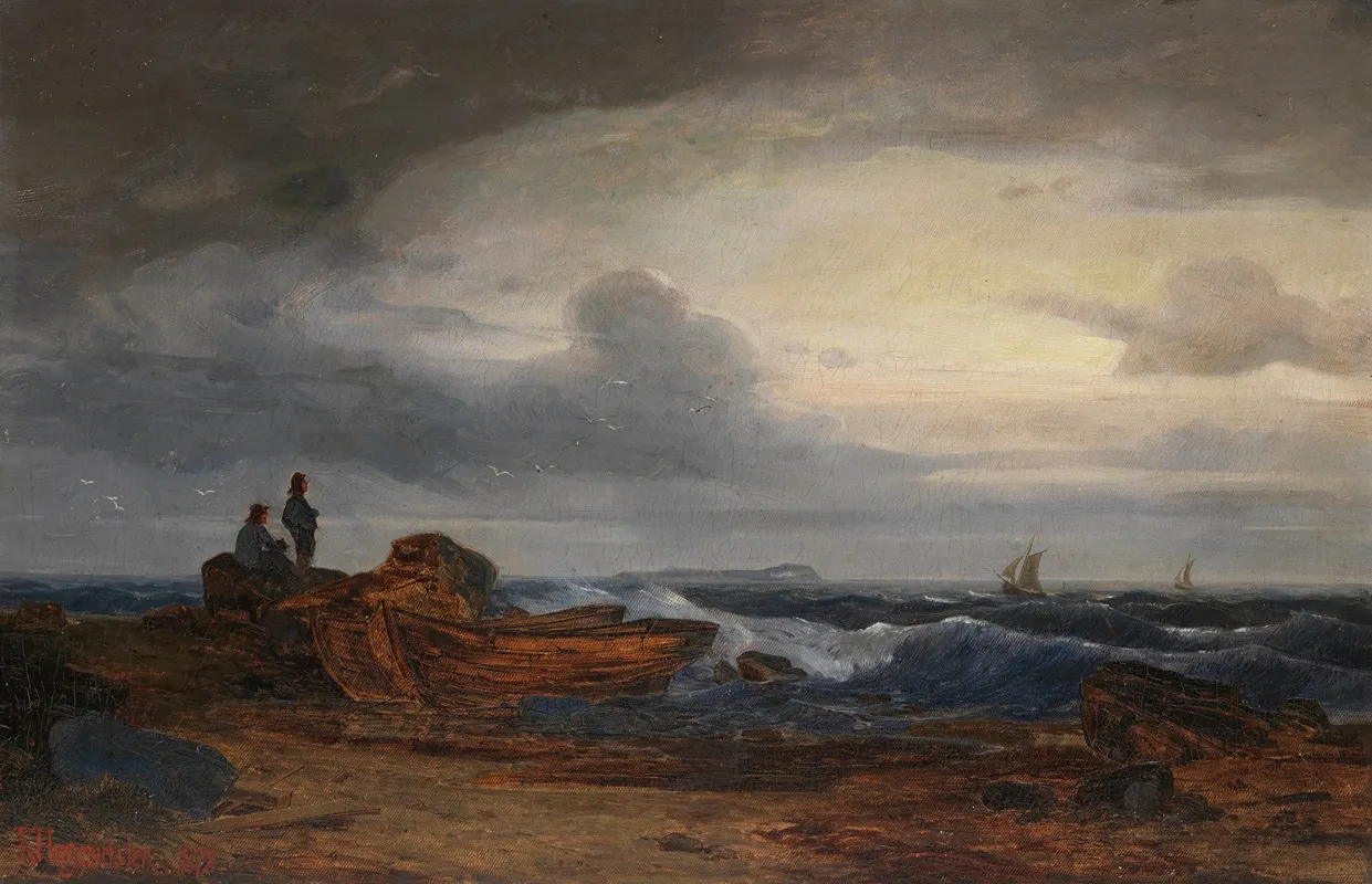 Meereskuste Fischer Und Boote An Der Ostsee by Karl Hagemeister - Canvas Print