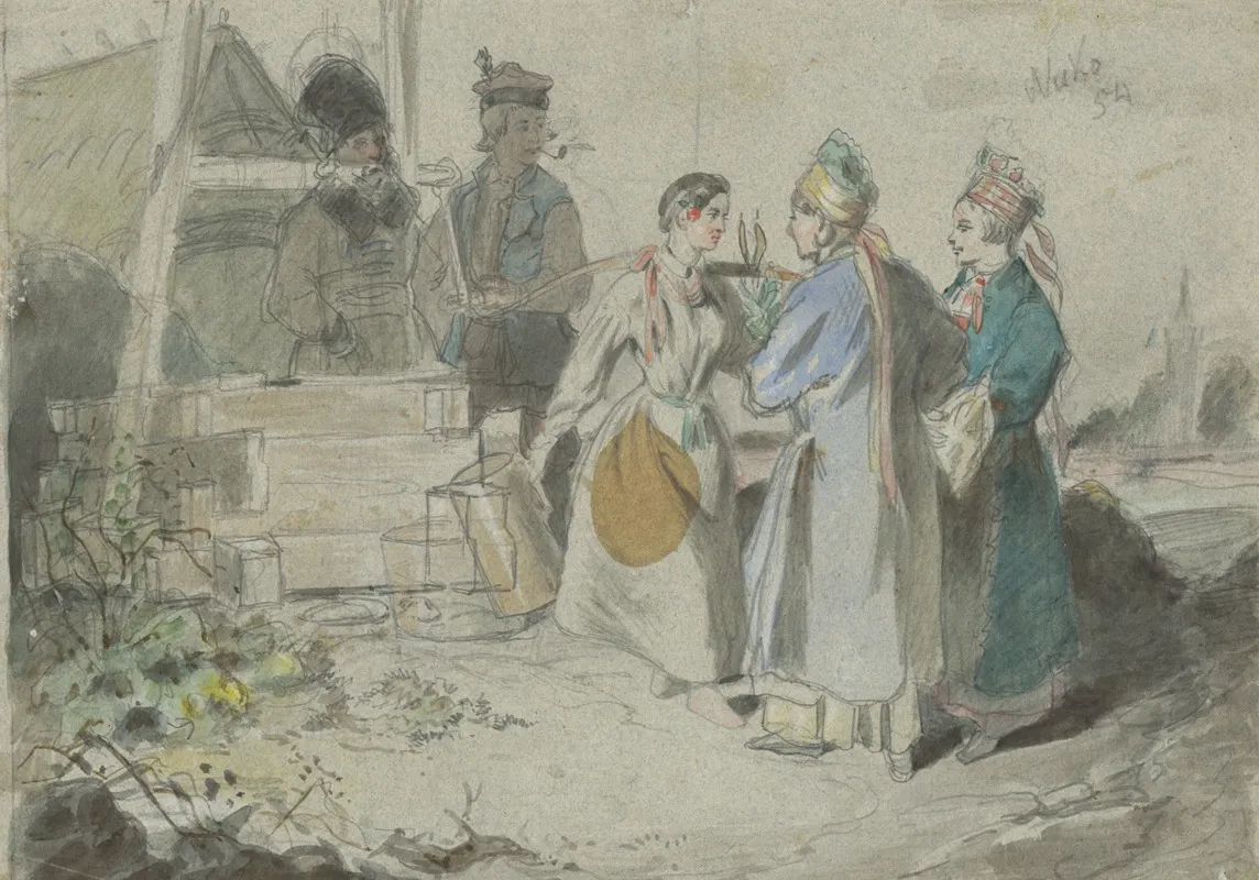 Meeting At A Well by Friedrich Carl von Scheidlin - Canvas Print