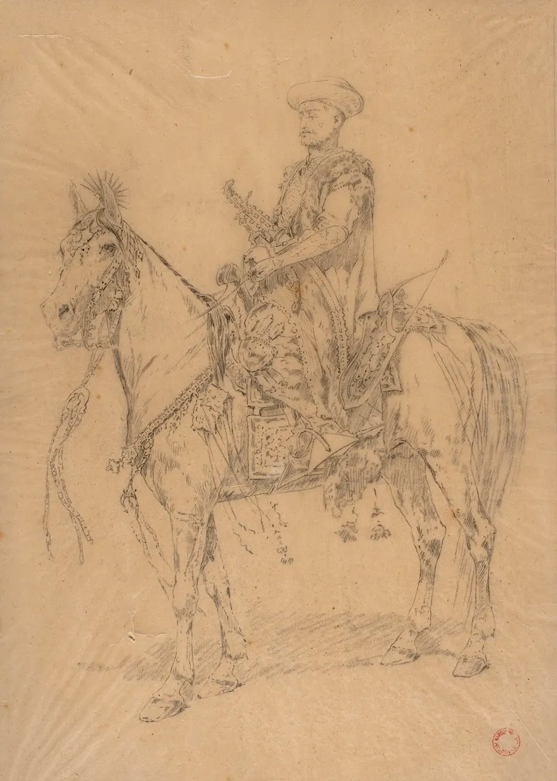Mehmed Ii On Horseback Study For The Painting Entry Of Mehmed Ii Into Constantinople by Stanisław Chlebowski - Canvas Print