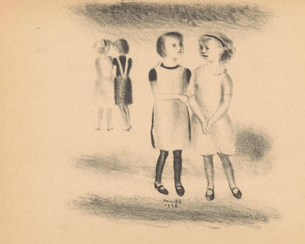 Meisjes Op Straat by Henk Henriët - Canvas Print