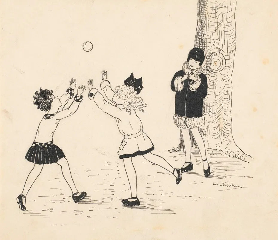 Meisjes Spelen Met Bal 2 by Adrie Vürtheim - Canvas Print