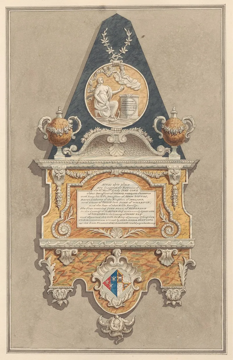 Memorial To Jane Coke From Sunbury Church by Daniel Lysons - Canvas Print
