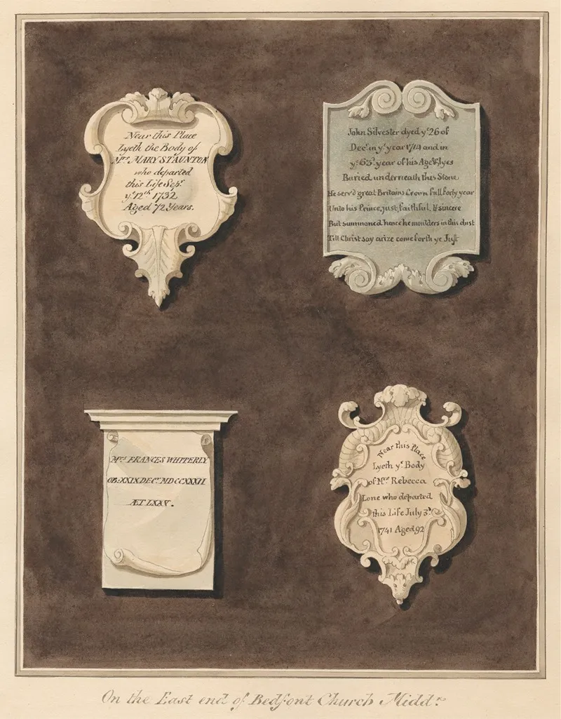 Memorials To Mrs Mary Staunton John Silvester Mrs Frances Whiterly And Mrs Rebecca Lone From Bedfont Church by Daniel Lysons - Canvas Print