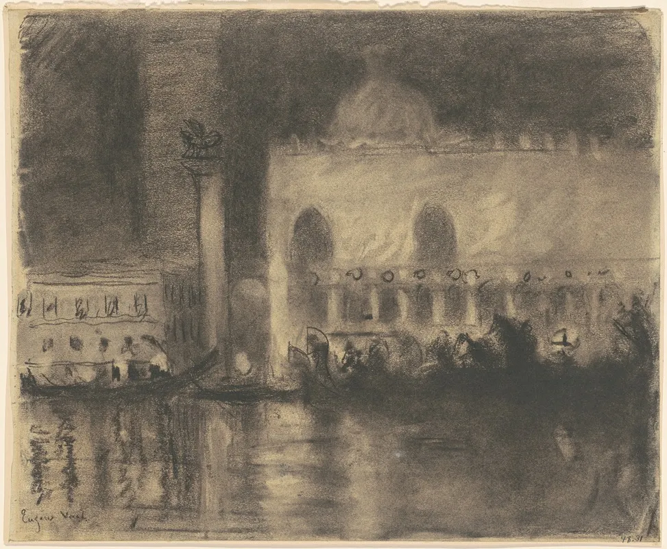 Memory Of Venice The Palazzo Ducale And The Piazzetta by Eugène Vail - Canvas Print