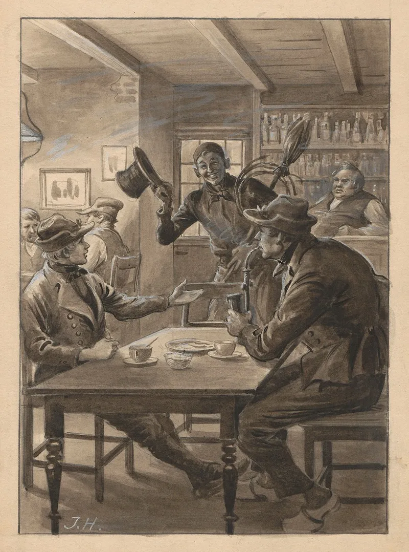 Men At A Tavern by Ingeborg Hyldahl - Canvas Print