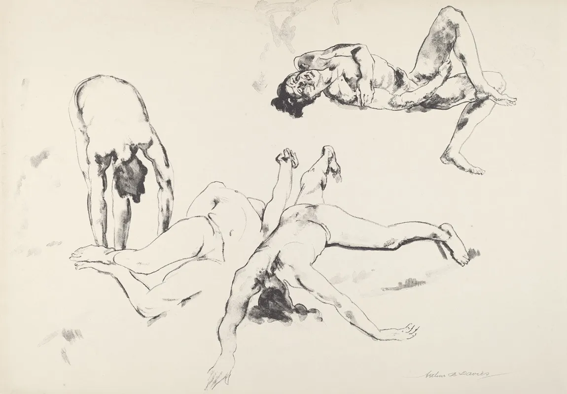 Men In Agony by Arthur Bowen Davies - Canvas Print
