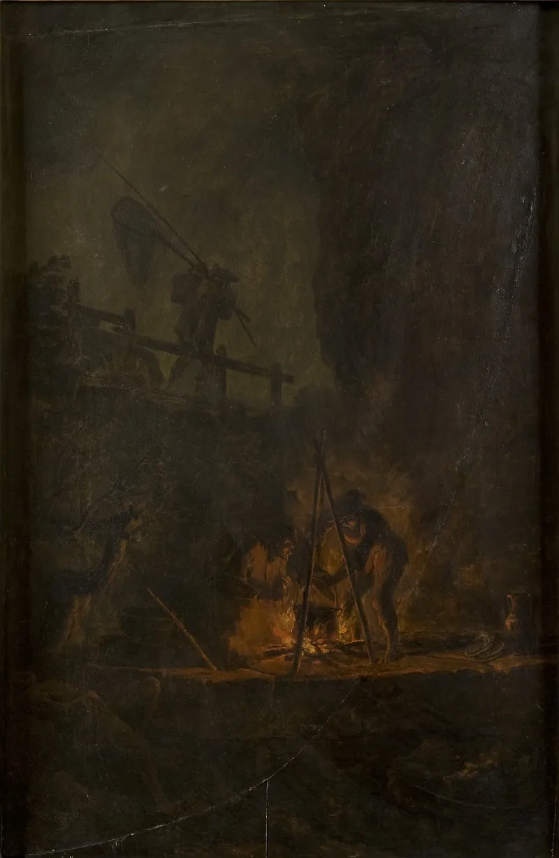 Men Near A Fire In The Mountains