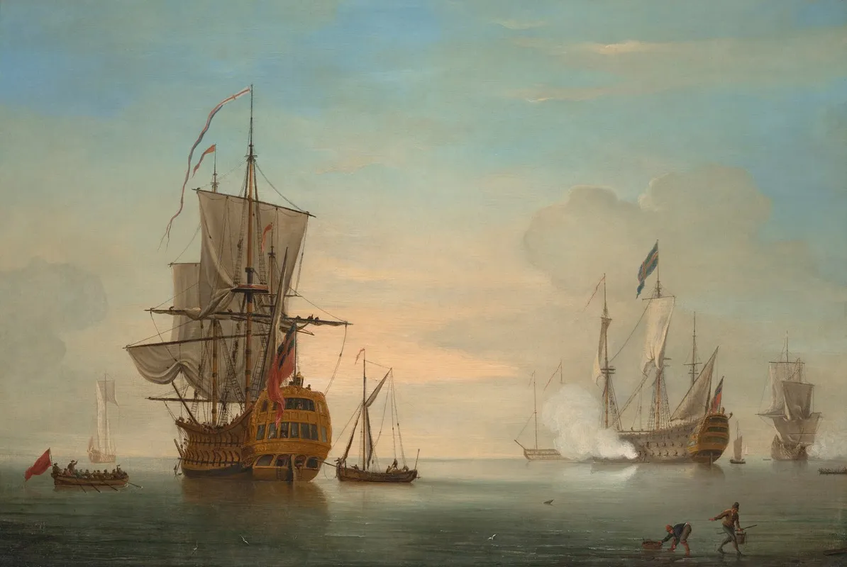 Men Of War And Other Craft In A Breeze