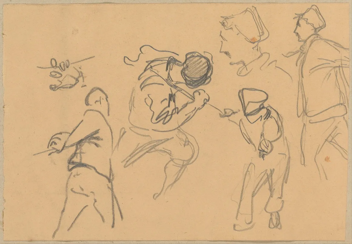 Men Pulling Ropes by John Singer Sargent - Canvas Print