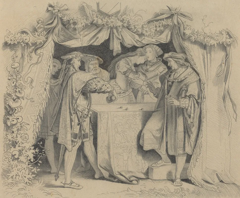 Men Throwing Dice by German School - Canvas Print