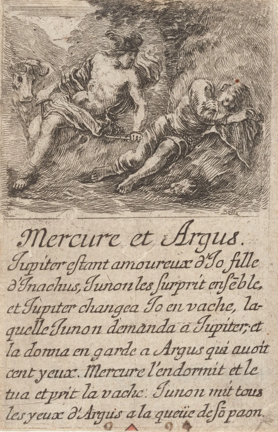 Mercure Et Argus by Stefano Della Bella - Canvas Print
