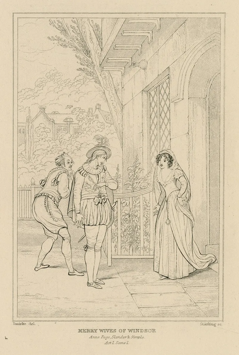 Merry Wives Of Windsor Anne Page Slender Simple Act I Scene 1 by William Francis Starling - Canvas Print