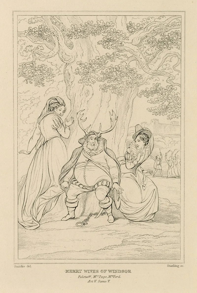 Merry Wives Of Windsor Falstaff Mrs Page Mrs Ford Act V Scene V by William Francis Starling - Canvas Print